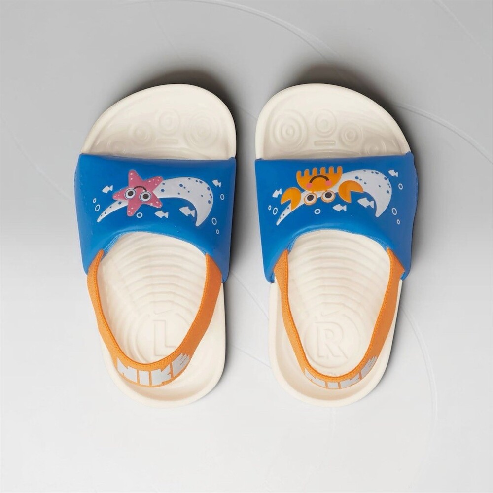Nike Kawa SE Baby/Toddler Slide Sandals Blue Slip-On Elastic Heel Strap Size 8C